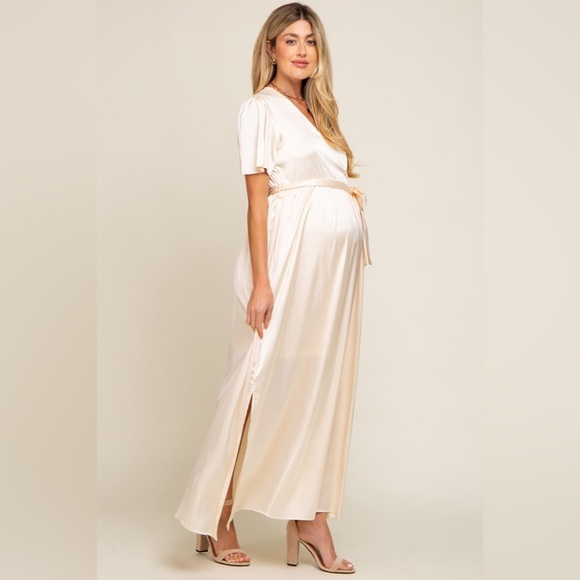 Pinkblush satin faux wrap maxi dress nwot - Picture 2 of 5